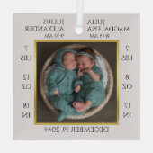 Minimale Tweeling Baby Naam Geboortestatistieken F Glas Ornament (Achterkant)