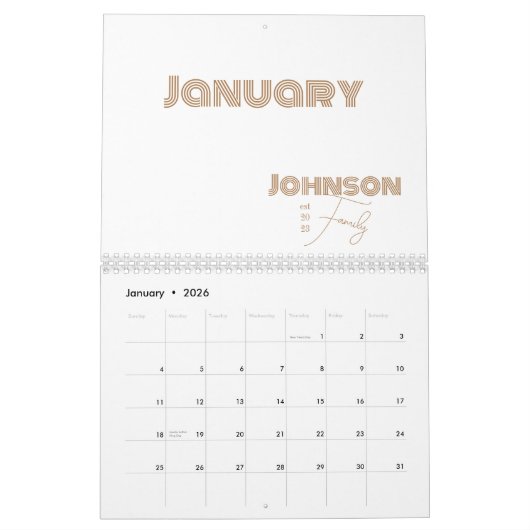 Minimale typografie familienaam kalender (Jan 2026)