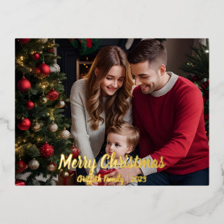 Minimale typografie Foto Kerstmis Folie Feestdagen Briefkaart