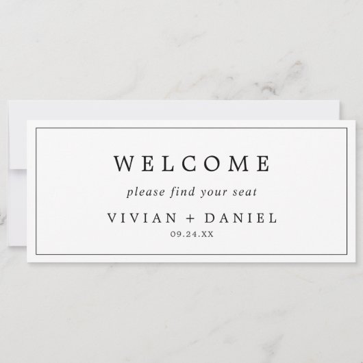 Minimale Typografie-hanging Seating Chart Header (Achterkant)