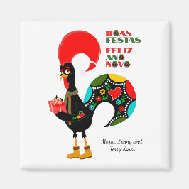 Minimale Typografie Kerstmis Portugees Groeten Magneet