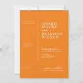 Minimale Typografie Oranje huwelijksuitnodiging Kaart (Voorkant)