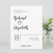 Minimale Typografie Schoon Modern Bruiloft Kaart (Staand voorkant)