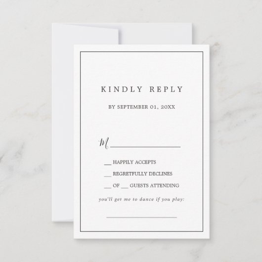 Minimale Typografie Song Request RSVP Card (Voorkant)