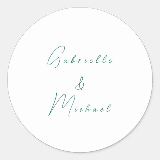Minimale typografie Tijdloos Elegant Groen Ronde Sticker (Voorkant)
