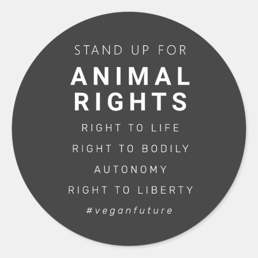 Minimale typografie van Vegan Animal Rights Ronde Sticker (Voorkant)