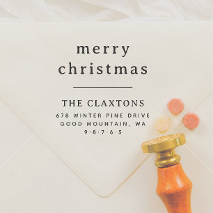 Minimale Typografie Vrolijk Kerstmis Retouradres Zelfinktende Stempel