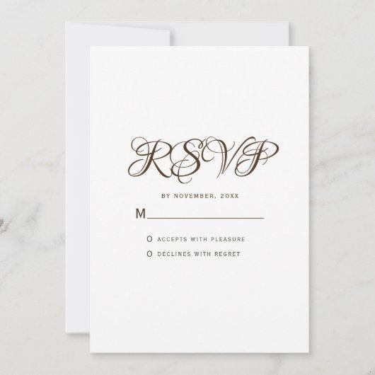 Minimale Typografie White Wedding RSVP Kaart (Voorkant)