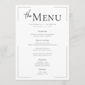Minimale Typografie Zwart-wit bruiloft Menu (Voorkant)