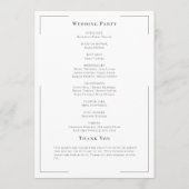 Minimale Typografie Zwart-wit bruiloft Programma (Achterkant)