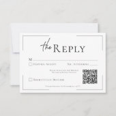 Minimale Typografie Zwart-wit bruiloft QR-code RSVP Kaartje (Voorkant)