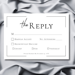 Minimale Typografie Zwart-wit bruiloft RSVP Kaartje