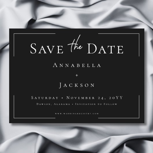Minimale Typografie Zwart-wit bruiloft Save The Date