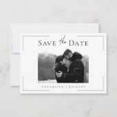 Minimale Typografie Zwart-wit Fotobruiloft Save The Date (Voorkant)
