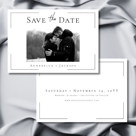 Minimale Typografie Zwart-wit Fotobruiloft Save The Date