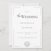 Minimale Typografie Zwart & Wit Shell Wedding Kaart (Voorkant)