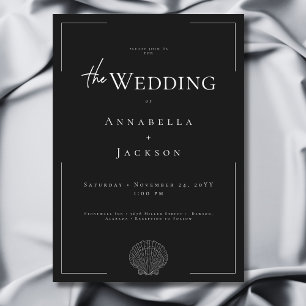 Minimale Typografie Zwart & Wit Shell Wedding Kaart