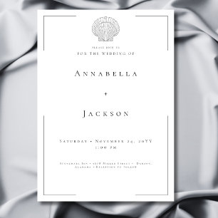 Minimale Typografie Zwart & Wit Shell Wedding Kaart