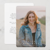 Minimale Typografische Bekledingsfoto Afstuderen Aankondiging (Voorkant / Achterkant)