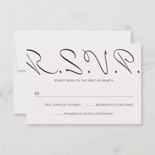 Minimale Typografische Fun, maar formele bruiloft RSVP Kaartje (Voorkant)