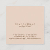 Minimale typografische peach Square Appointkaart Vierkante Visitekaartje (Achterkant)