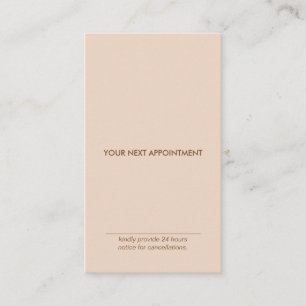Minimale typografische peach Vertical Appointcard Visitekaartje