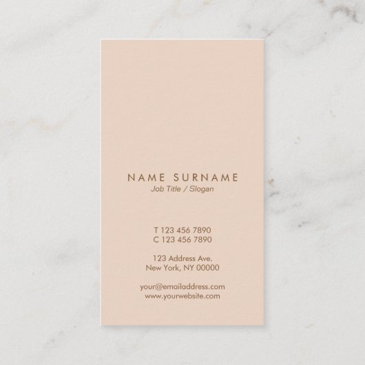 Minimale typografische peach Vertical Appointcard Visitekaartje (Achterkant)