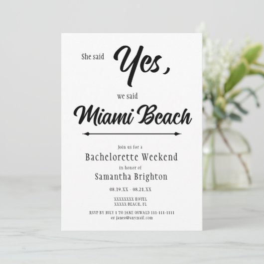 Minimale uitnodiging Bachelorette Weekend (Staand voorkant)