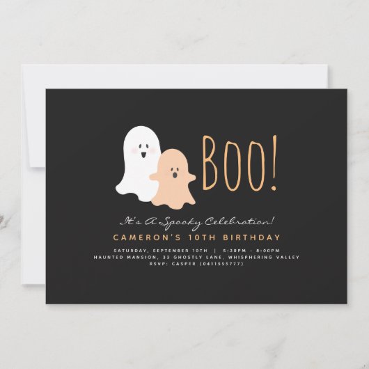Minimale uitnodiging Boo Cute Ghost Halloween (Voorkant)