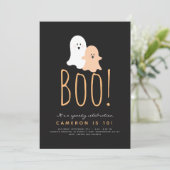 Minimale uitnodiging Boo Cute Ghost Halloween (Staand voorkant)