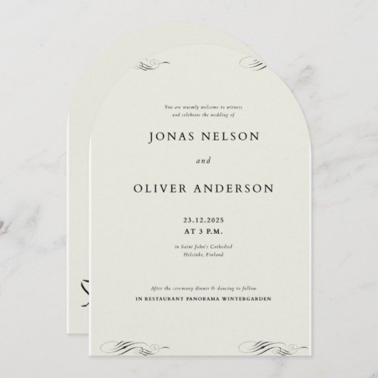 Minimale uitnodiging met Liner Design 2025 (Voorkant / Achterkant)