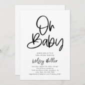 Minimale uitnodiging tot Baby shower (Voorkant / Achterkant)