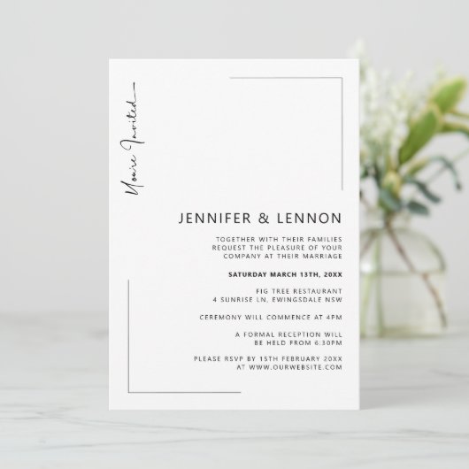 Minimale uitnodiging tot het ontvangen van een cer (Staand voorkant)