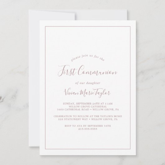 Minimale uitnodiging tot het Roos Gold First Commu (Voorkant)