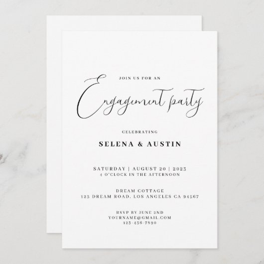 Minimale uitnodiging van de met het handscript bel (Voorkant / Achterkant)