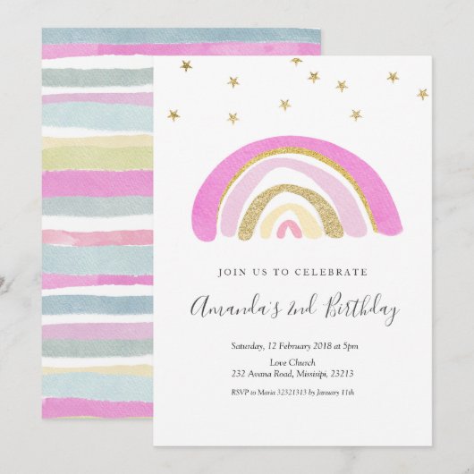 Minimale uitnodiging van de regenboogdag van het K (Voorkant / Achterkant)