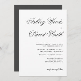 Minimale uitnodiging van een Elegant Script Weddin