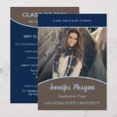 Minimale uitnodiging voor Afstuderen van Classy Ph (Voorkant / Achterkant)