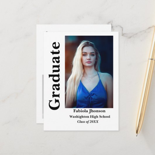 Minimale uitnodiging voor afstuderen van scriptfot (Voorkant / Achterkant in situ)