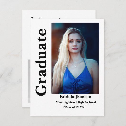 Minimale uitnodiging voor afstuderen van scriptfot (Voorkant / Achterkant)