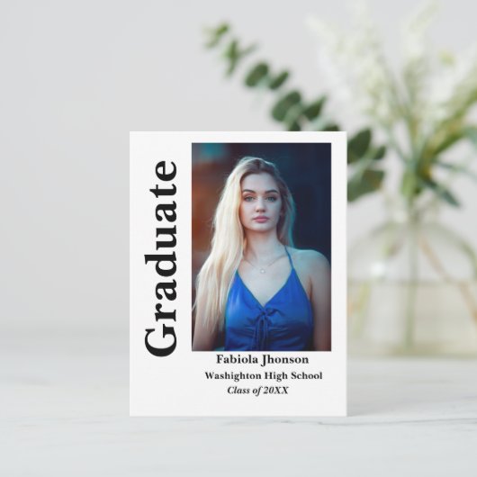 Minimale uitnodiging voor afstuderen van scriptfot (Staand voorkant)