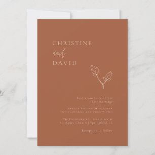 Minimale uitnodiging voor Bohemian Terracotta Wedd