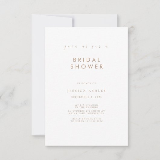 Minimale uitnodiging voor bridal-schoeisel (Voorkant)