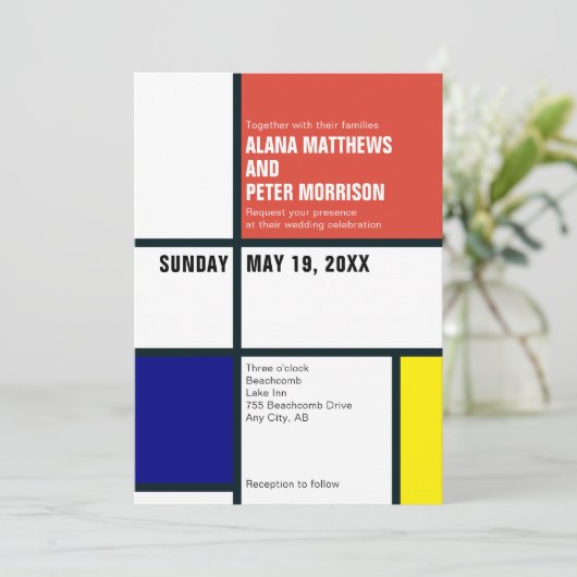 Minimale uitnodiging voor bruiloft (Staand voorkant)