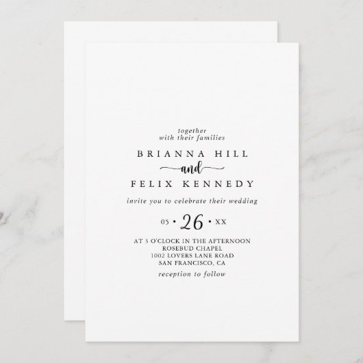 Minimale uitnodiging voor Casual weddenschappen me (Voorkant / Achterkant)