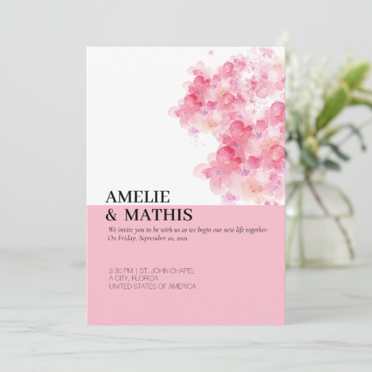 Minimale uitnodiging voor de bruiloft van Cherry B (Staand voorkant)