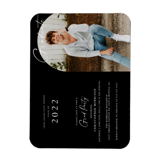 Minimale uitnodiging voor een Afstuderen met zwart Magneet (Verticaal)