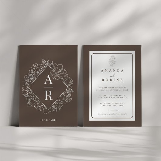 Minimale uitnodiging voor een Floral Wedding