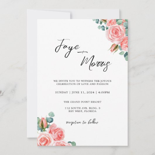 Minimale uitnodiging voor een Floral Wedding (Voorkant)