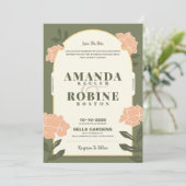 Minimale uitnodiging voor een Floral Wedding (Staand voorkant)